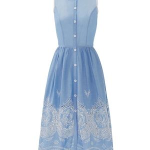 Yoana Baraschi Eyelet Dress - CHAMBRAY-WHITE Sz 8